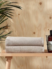 Christy Pebble Beige Brixton Popcorn Textured Weave Cotton Towel - Image 2 of 3