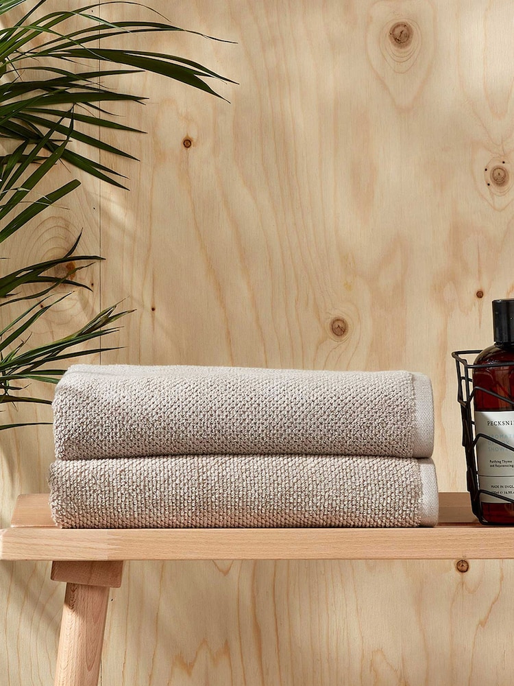 Christy Pebble Beige Brixton Popcorn Textured Weave Cotton Towel - Image 2 of 3
