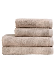 Christy Pebble Beige Brixton Popcorn Textured Weave Cotton Towel - Image 3 of 3