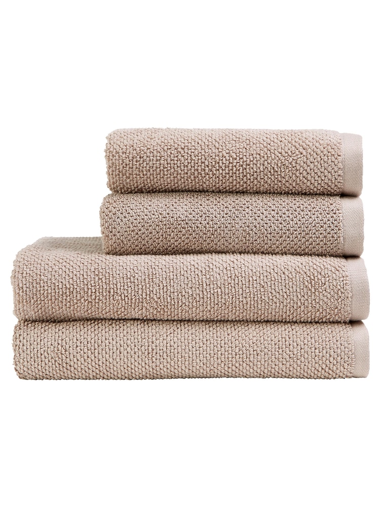 Christy Pebble Beige Brixton Popcorn Textured Weave Cotton Towel - Image 3 of 3