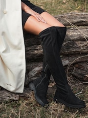 Novo Black Lindos Flat Over The Knee Boots - Image 1 of 1