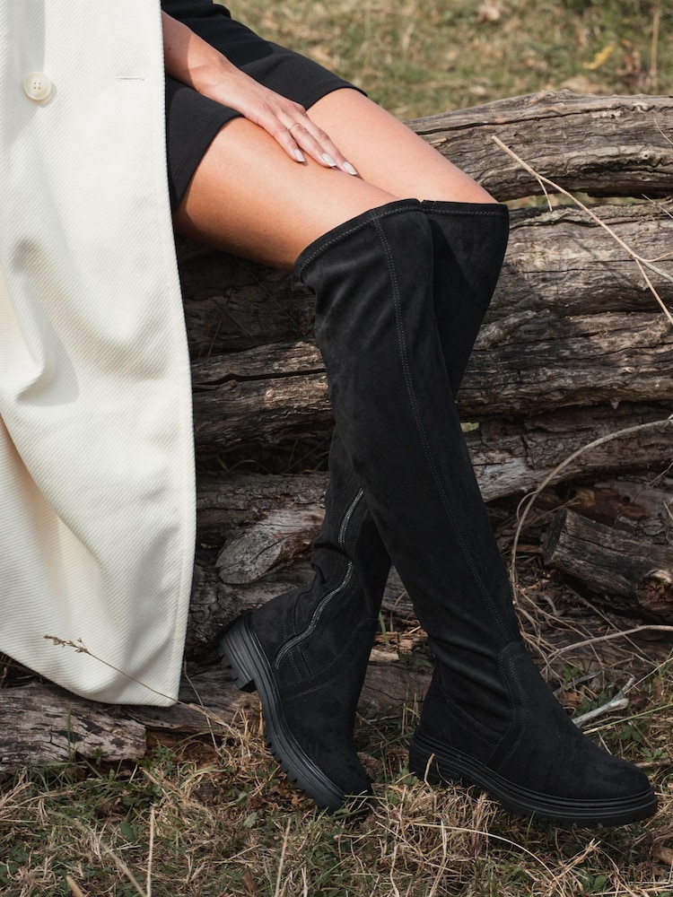Novo Black Lindos Flat Over The Knee Boots - Image 1 of 1