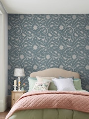 Blue Next Optimism Floral Tonal Wallpaper Sample - Image 1 of 3