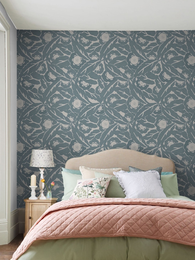 Blue Next Optimism Floral Tonal Wallpaper Sample - Image 1 of 3