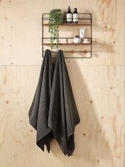 Christy Liquorice Grey Brixton Popcorn Textured Weave Cotton Towel - Image 1 of 4