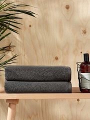 Christy Liquorice Grey Brixton Popcorn Textured Weave Cotton Towel - Image 3 of 4