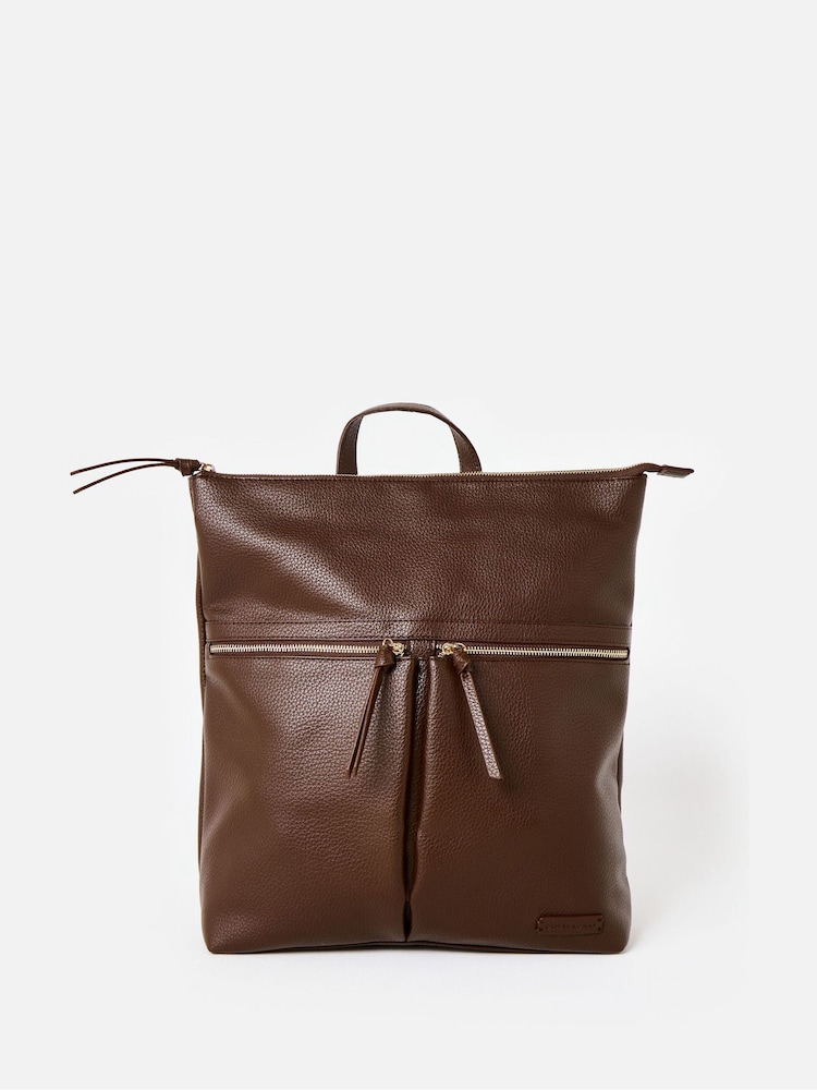 Oliver Bonas Brown Large Multi Pocket Bag - Image 1 of 6 Oliver Bonas Brown Large Multi Pocket Bag - Image 1 of 6