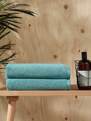 Christy Green Brixton Popcorn Textured Weave Cotton Towel - Image 2 of 4