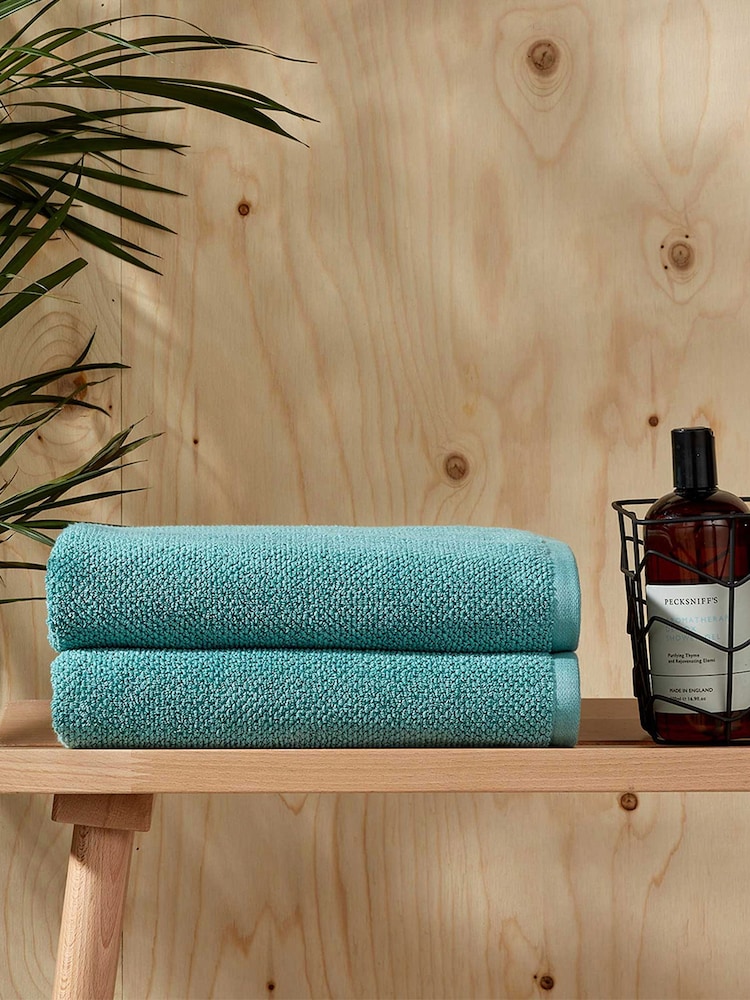 Christy Green Brixton Popcorn Textured Weave Cotton Towel - Image 2 of 4