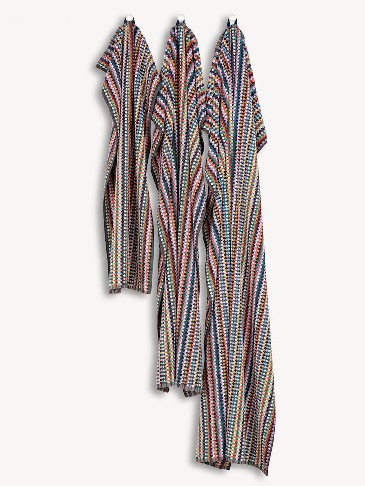 Christy Multicoloured Carnaby Stripe Turkish Cotton Towel - Image 2 of 4