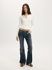 Cotton On White Blake Henley Long Sleeve Top - Image 1 of 5