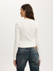 Cotton On White Blake Henley Long Sleeve Top - Image 3 of 5