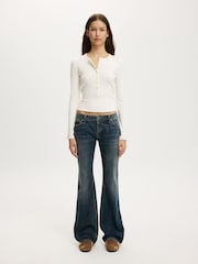 Cotton On White Blake Henley Long Sleeve Top - Image 5 of 5