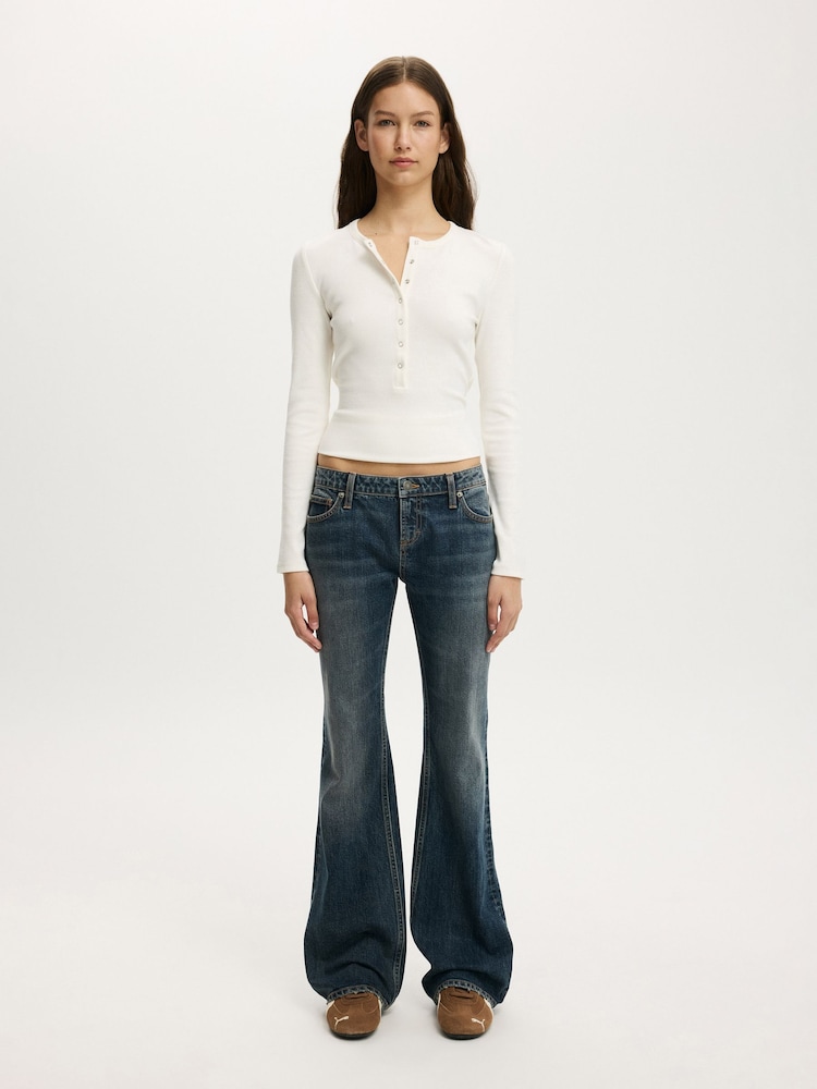 Cotton On White Blake Henley Long Sleeve Top - Image 5 of 5