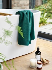 Christy Emerald Green Brixton Popcorn Textured Weave Cotton Towel - Image 3 of 4