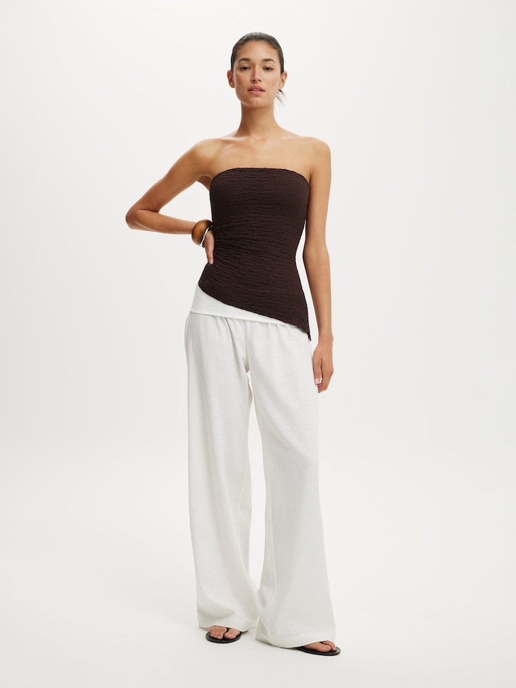 Cotton On White Haven Fold Over Trousers - Image 1 of 5 Cotton On White Haven Fold Over Trousers - Image 1 of 5