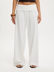 Cotton On White Haven Fold Over Trousers - Image 4 of 5