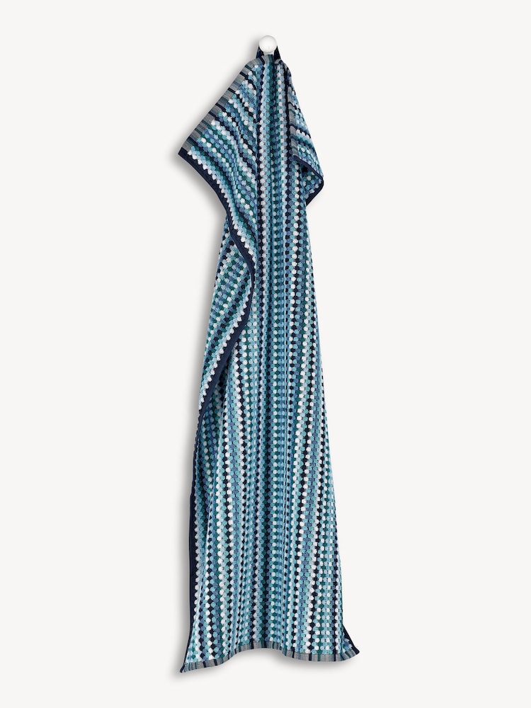 Christy Blue Carnaby Stripe Turkish Cotton Towel - Image 3 of 4