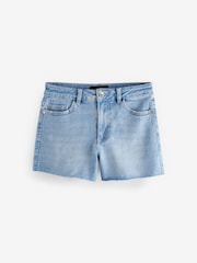 Light Wash Super Soft Raw Hem Denim Shorts - Image 5 of 6