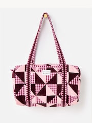 Oliver Bonas Burgundy Emily Patchwork Corduroy Cotton Quilted Bag - Image 1 of 6