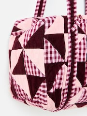 Oliver Bonas Burgundy Emily Patchwork Corduroy Cotton Quilted Bag - Image 4 of 6