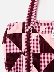 Oliver Bonas Burgundy Emily Patchwork Corduroy Cotton Quilted Bag - Image 5 of 6