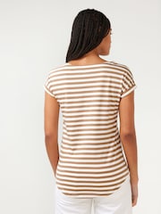 Neutral Stripe Cap Sleeve T-Shirt Top - Image 3 of 6