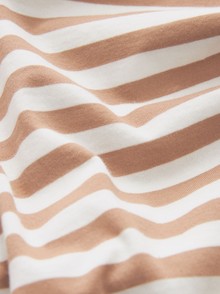 Neutral Stripe Cap Sleeve T-Shirt Top - Image 6 of 6