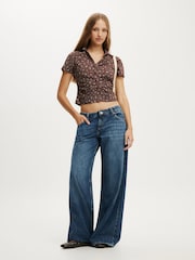 Cotton On Brown Maya Ruched Short Sleeve Shirt - Image 2 of 4