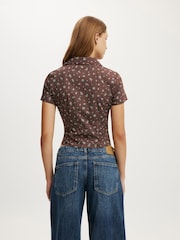 Cotton On Brown Maya Ruched Short Sleeve Shirt - Image 3 of 4