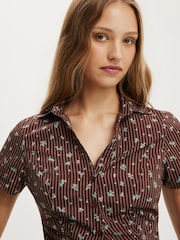 Cotton On Brown Maya Ruched Short Sleeve Shirt - Image 4 of 4