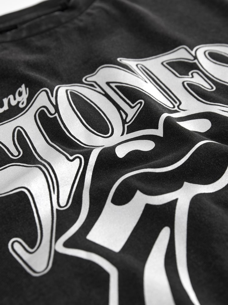 أسود معدني - تيشِرت Rolling Stones من القطن 100% تلبيس واسع (3 - 16 سنة) - صورة 7 من 7