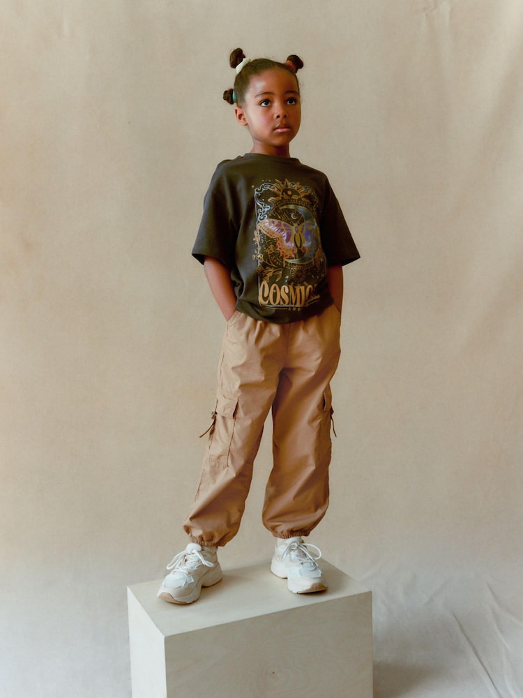 Tan Brown Jersey Lined Parachute Cargo Trousers (3-16yrs) - Image 2 of 9 Tan Brown Jersey Lined Parachute Cargo Trousers (3-16yrs) - Image 2 of 9