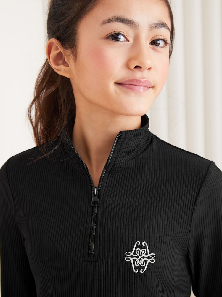 Lipsy Black Half Zip Top Legging Set (5-16yrs) - Image 4 of 4