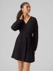 VERO MODA Black V-Neck Tie Waist Detail Dress - Image 1 of 5