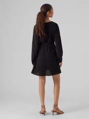 VERO MODA Black V-Neck Tie Waist Detail Dress - Image 2 of 5