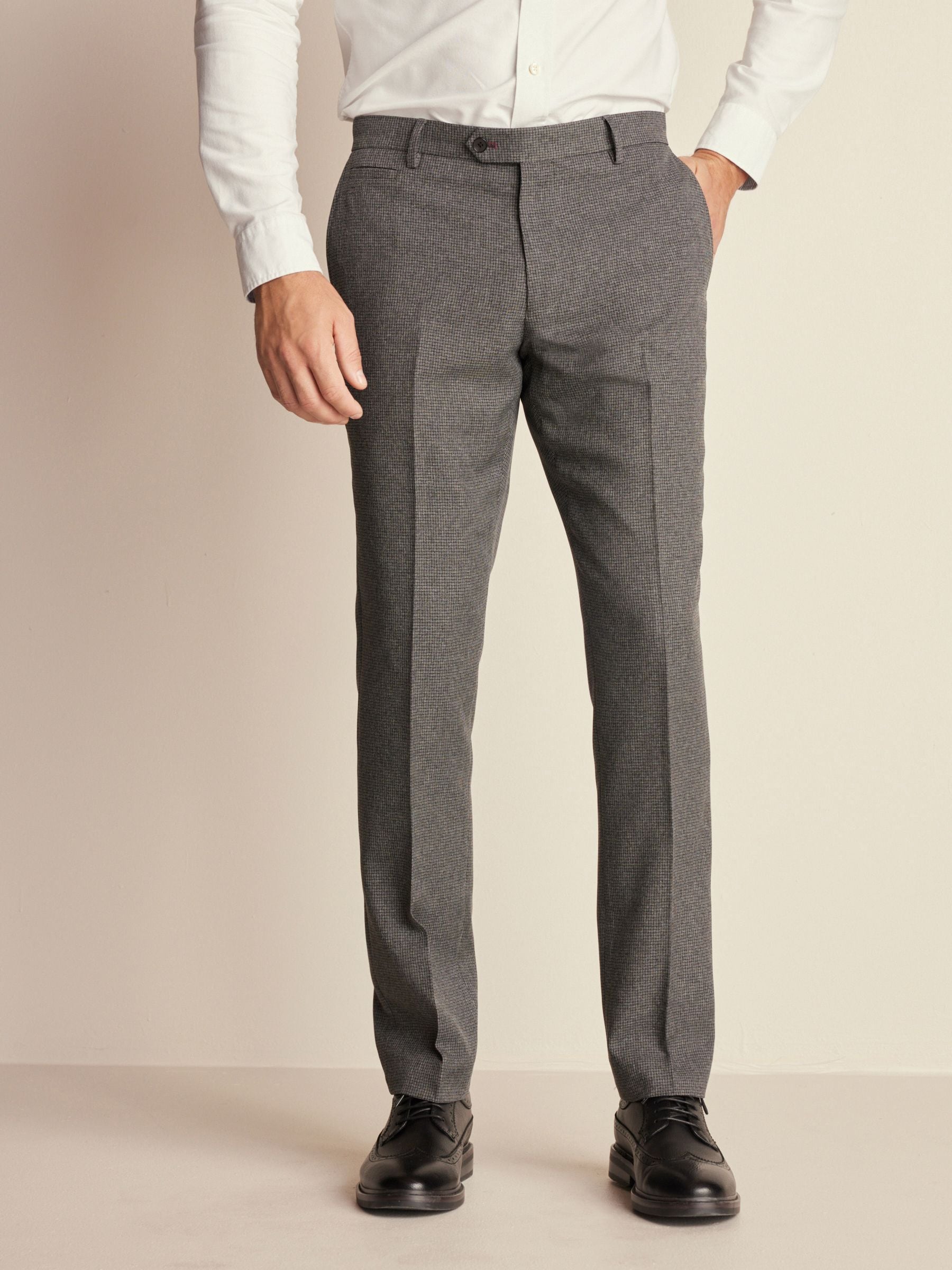 Buy Grey Slim Fit Trimmed Texture Suit Trousers from Next Luxembourg