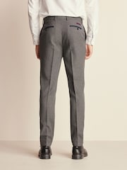 Grey Slim Fit Trimmed Texture Suit Trousers - Image 2 of 9