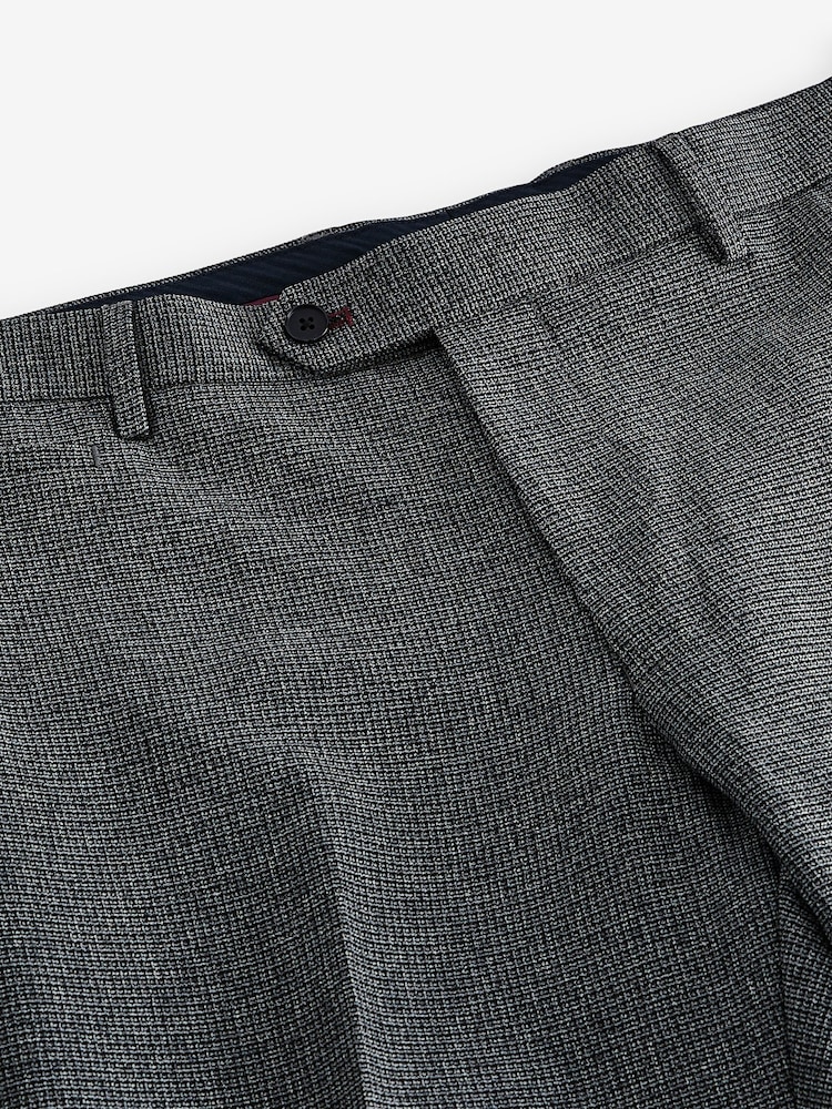 Grey Slim Fit Trimmed Texture Suit Trousers - Image 9 of 9