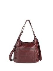 Pavers Burgundy Red Convertible Shoulder Bag Backpack - Image 2 of 6