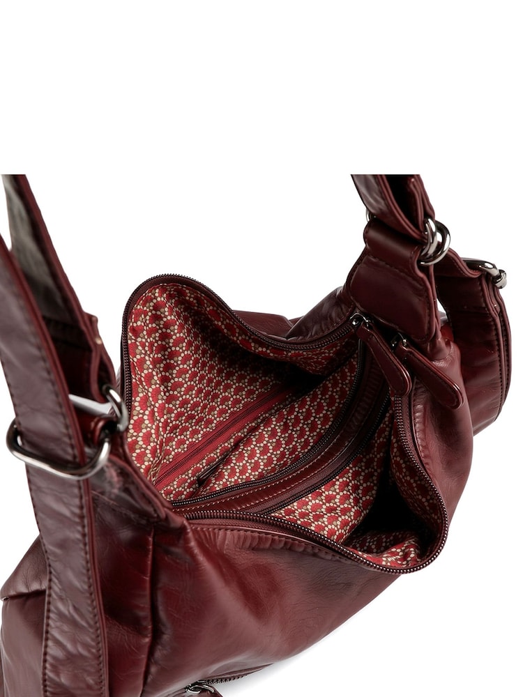 Pavers Burgundy Red Convertible Shoulder Bag Backpack - Image 6 of 6
