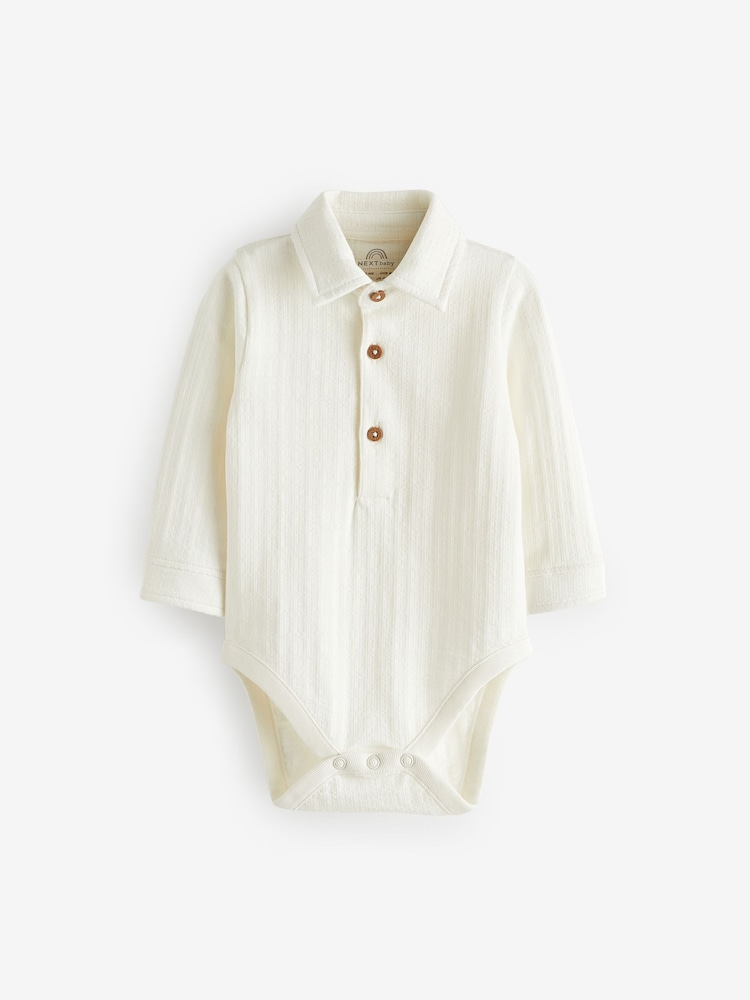 White Textured Shirt Baby Bodysuit - Image 1 of 3