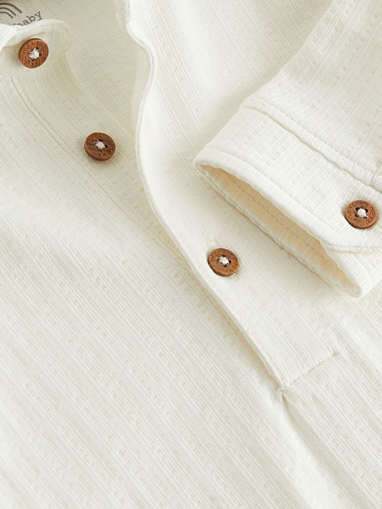 White Textured Shirt Baby Bodysuit - Image 3 of 3