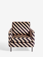 Rockett St George Studio Stripe Velvet Sand and Black The Edie Accent Chair - Image 2 of 5