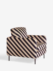 Rockett St George Studio Stripe Velvet Sand and Black The Edie Accent Chair - Image 3 of 5