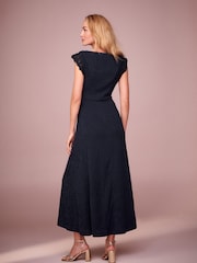 Navy Crochet V-Neck Midi Dress - Image 2 of 6