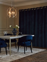 Navy Blue Matte Velvet Super Thermal Eyelet Curtains - Image 2 of 6