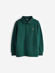 Dark Green Long Sleeve Polo Shirt (3-16yrs) - Image 1 of 3
