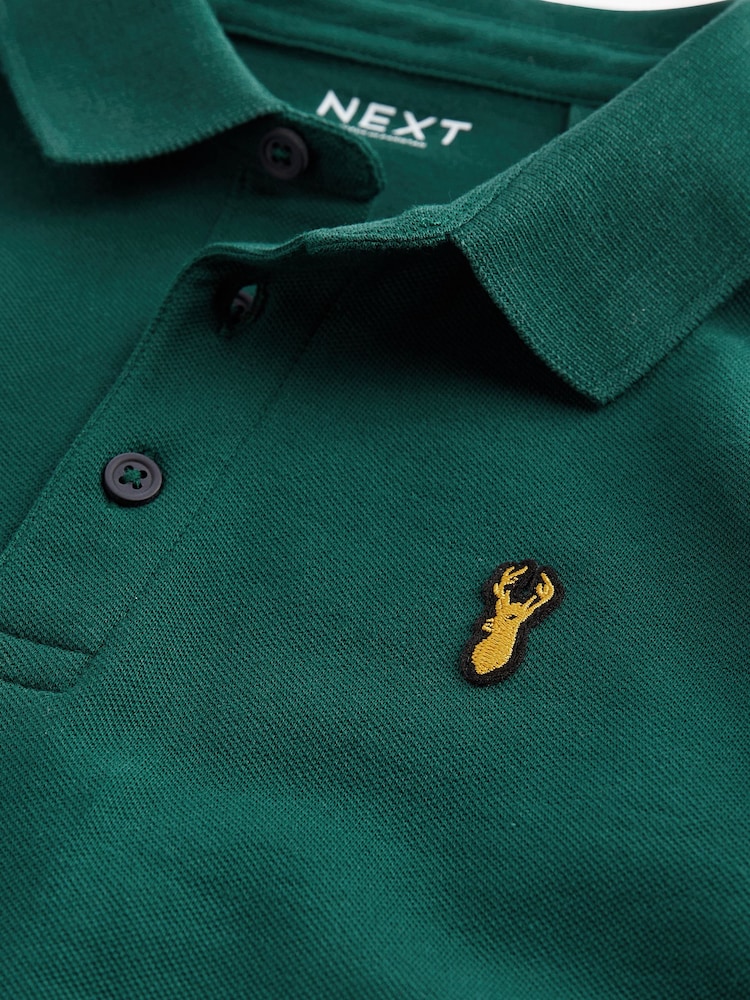 Dark Green Long Sleeve Polo Shirt (3-16yrs) - Image 3 of 3