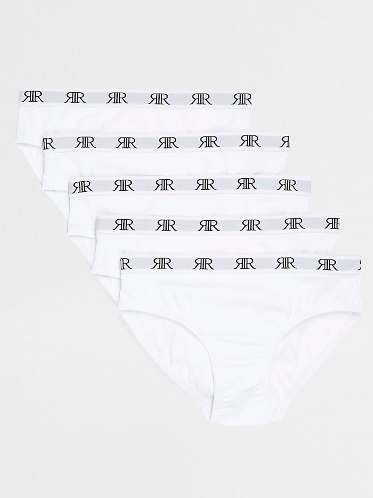 River Island White Ground Girls Briefs 5 Pack - Image 1 of 3